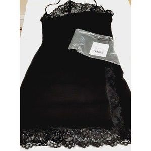 Free People Premonition Bodycon Sexy Lace Mini Dress FP #0010 Black Large L New